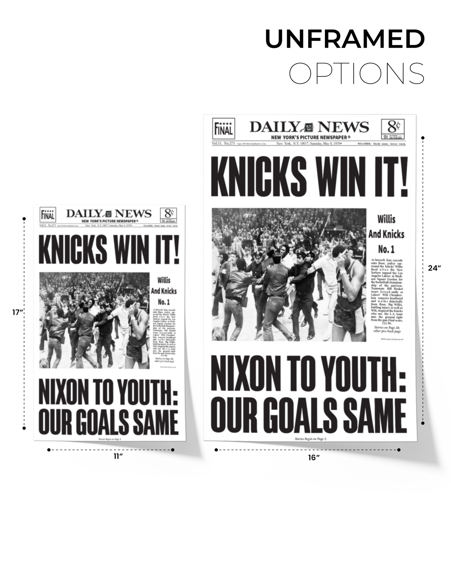1970 New York Knicks “Knicks Win It!” First NBA Championship vs Lakers Framed Newspaper