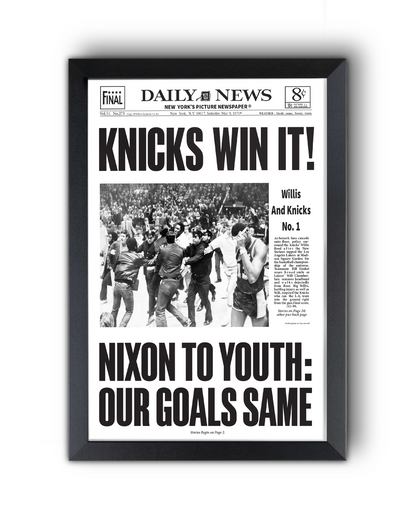 1970 New York Knicks “Knicks Win It!” First NBA Championship vs Lakers Framed Newspaper