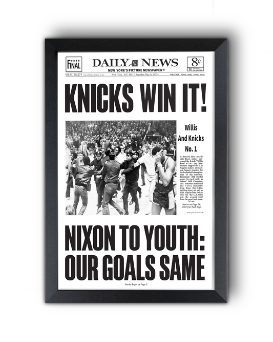 1970 New York Knicks “Knicks Win It!” First NBA Championship vs Lakers Framed Newspaper