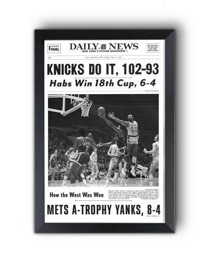 1973 New York Knicks “Knicks Do It!” NBA Champions vs Lakers Historic Framed Newspaper
