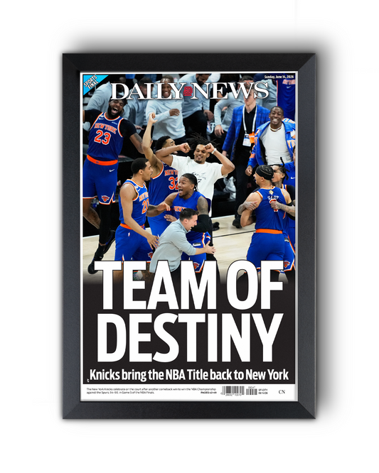 2026 New York Knicks “Team of Destiny” Win NBA Champions vs Spurs Framed Newspaper