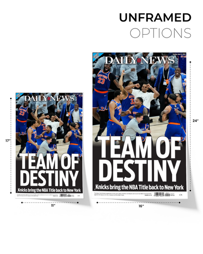2026 New York Knicks “Team of Destiny” Win NBA Champions vs Spurs Framed Newspaper