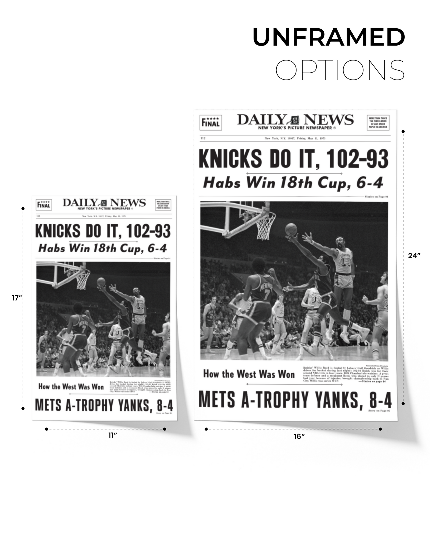1973 New York Knicks “Knicks Do It!” NBA Champions vs Lakers Historic Framed Newspaper