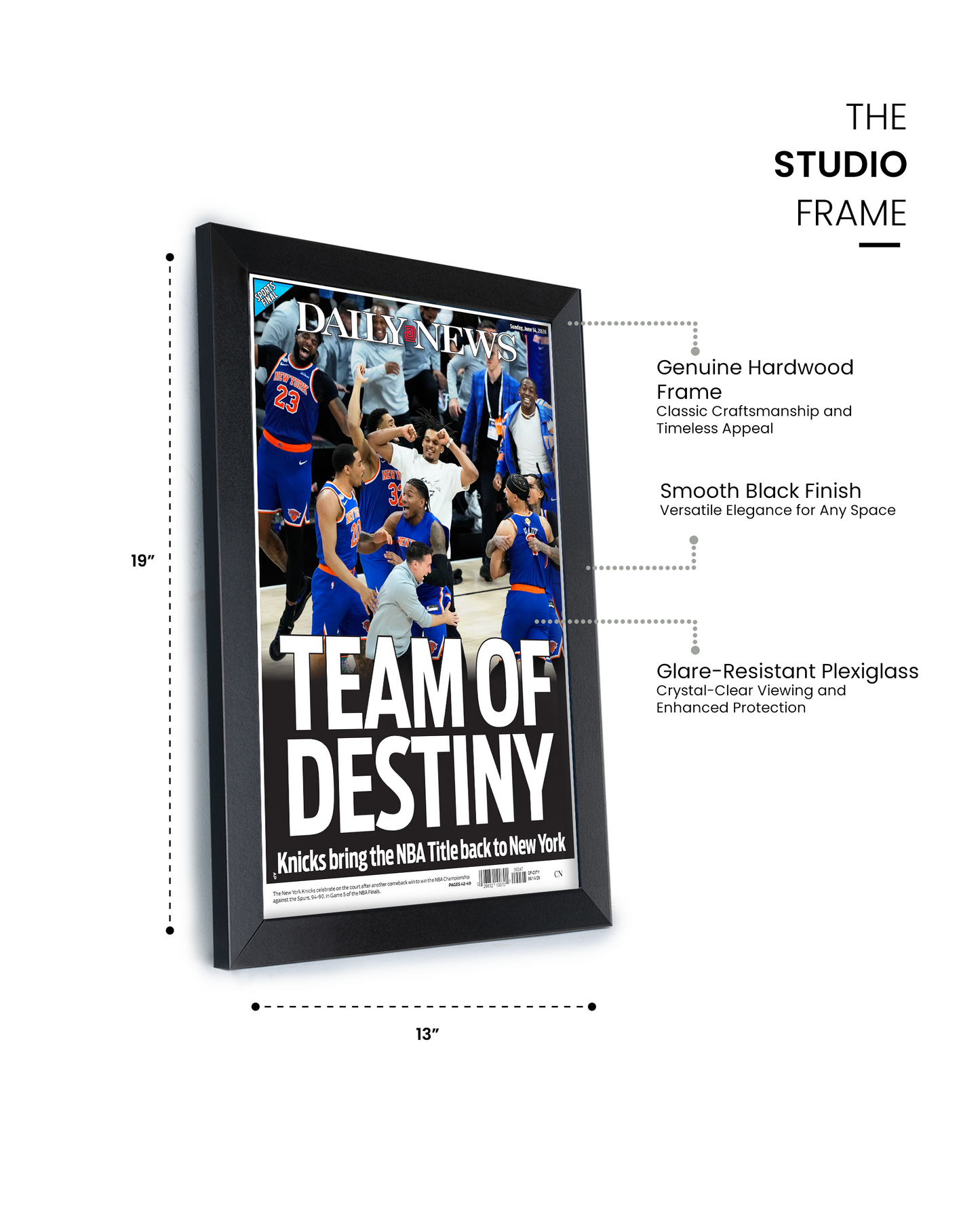 2026 New York Knicks “Team of Destiny” Win NBA Champions vs Spurs Framed Newspaper