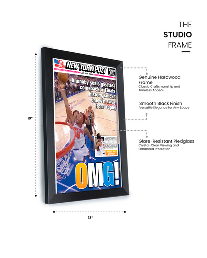 2026 New York Knicks “OMG!” OG Anunoby Game 4 Finals Comeback Tip vs Spurs Framed Newspaper