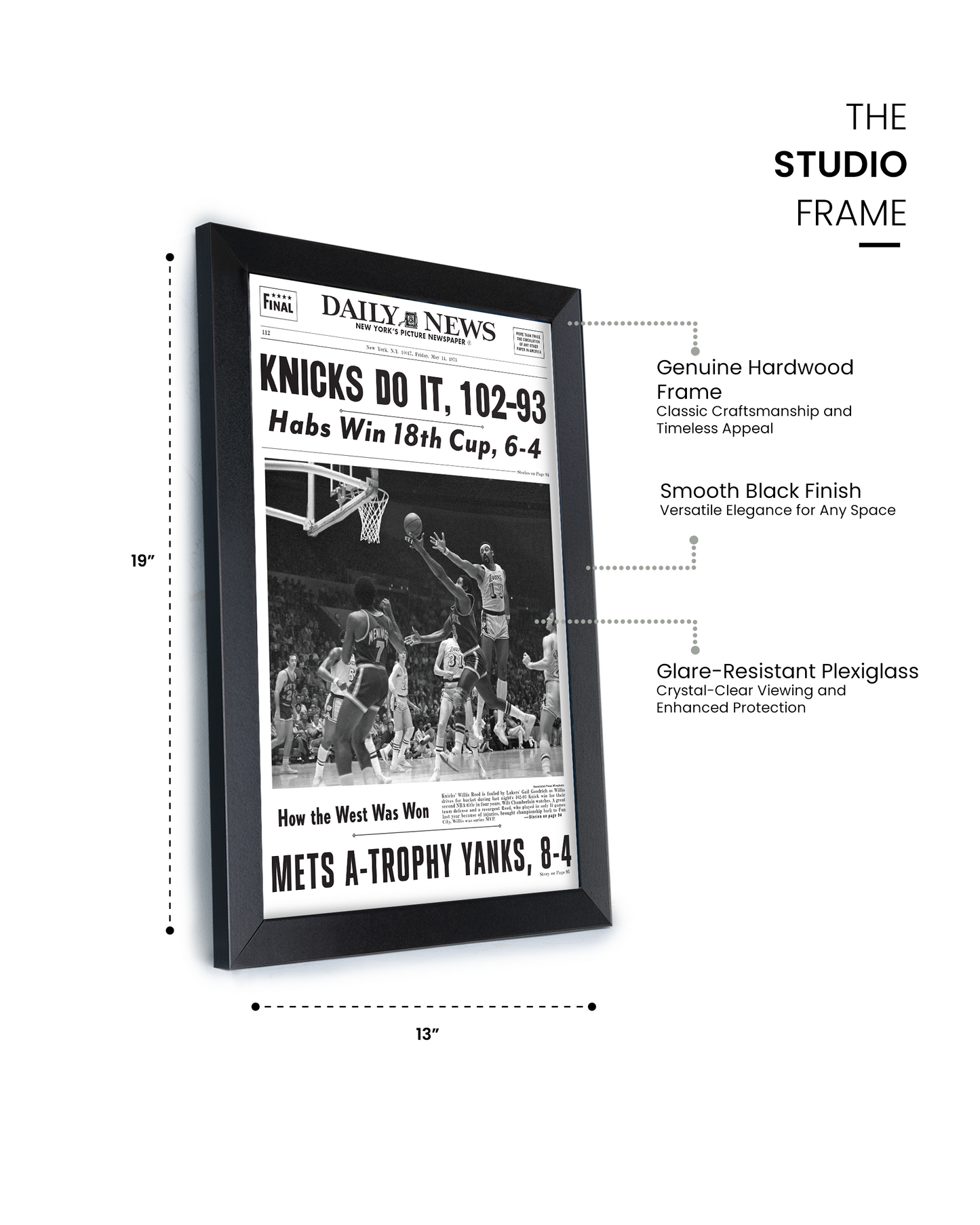 1973 New York Knicks “Knicks Do It!” NBA Champions vs Lakers Historic Framed Newspaper