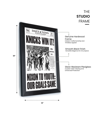 1970 New York Knicks “Knicks Win It!” First NBA Championship vs Lakers Framed Newspaper