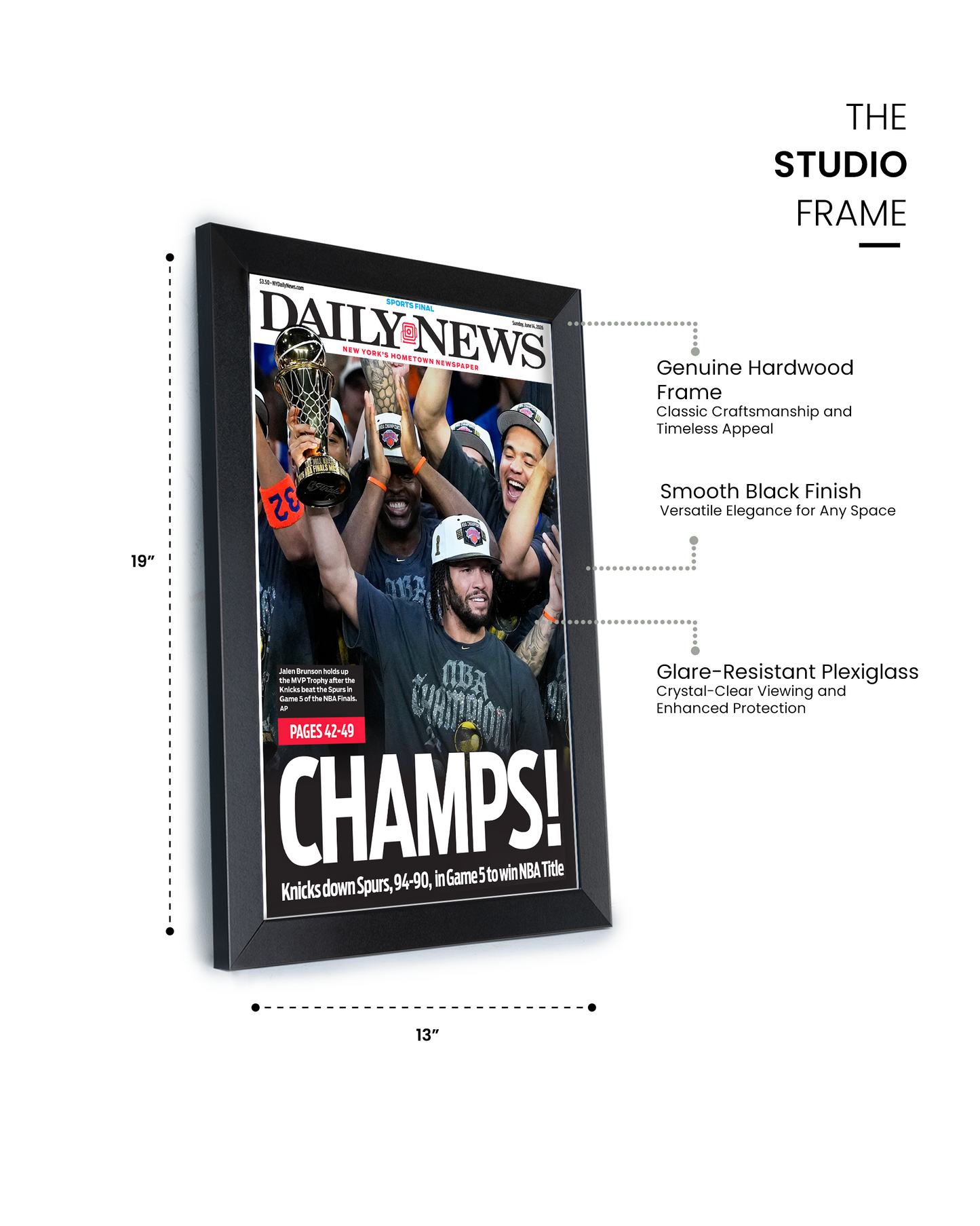 2026 New York Knicks “CHAMPS!” Greatest Comeback Game 5 NBA Champions vs Spurs Framed Newspaper