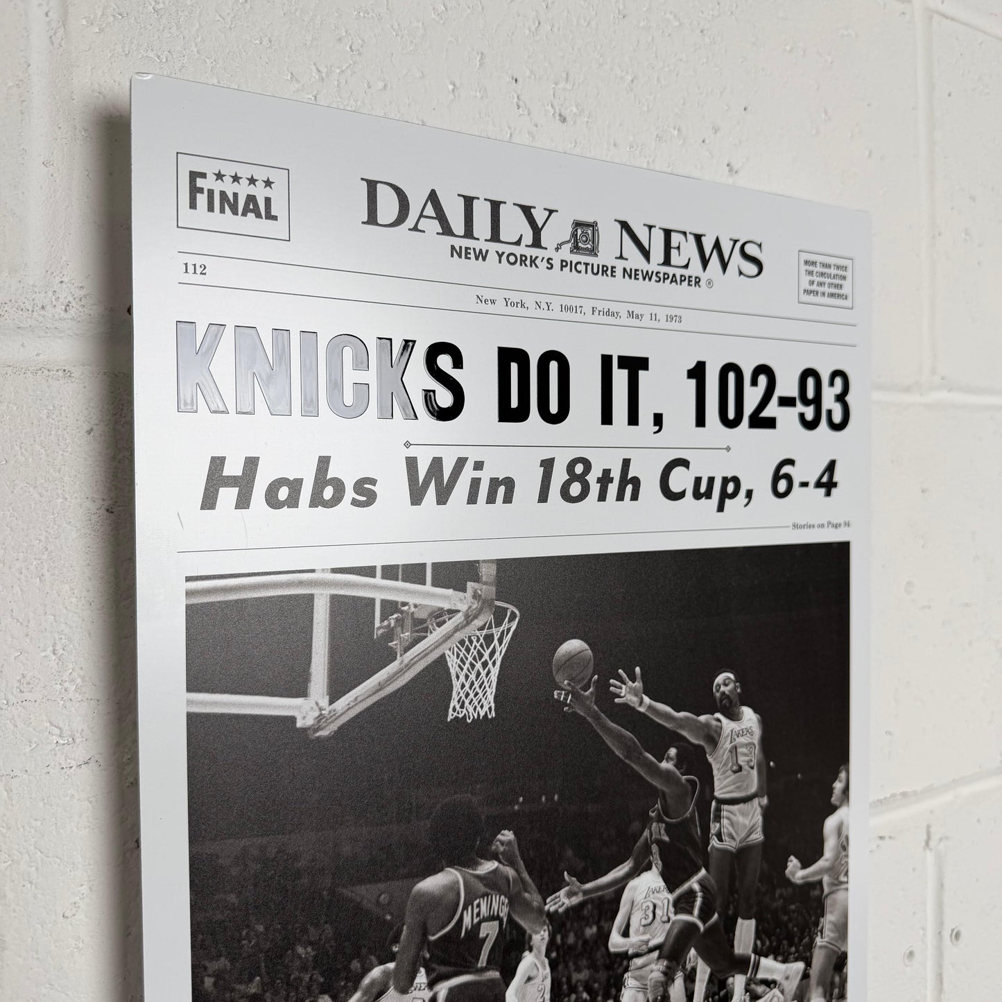 1973 New York Knicks “Knicks Do It!” Metal 3D Newspaper Championship Edition