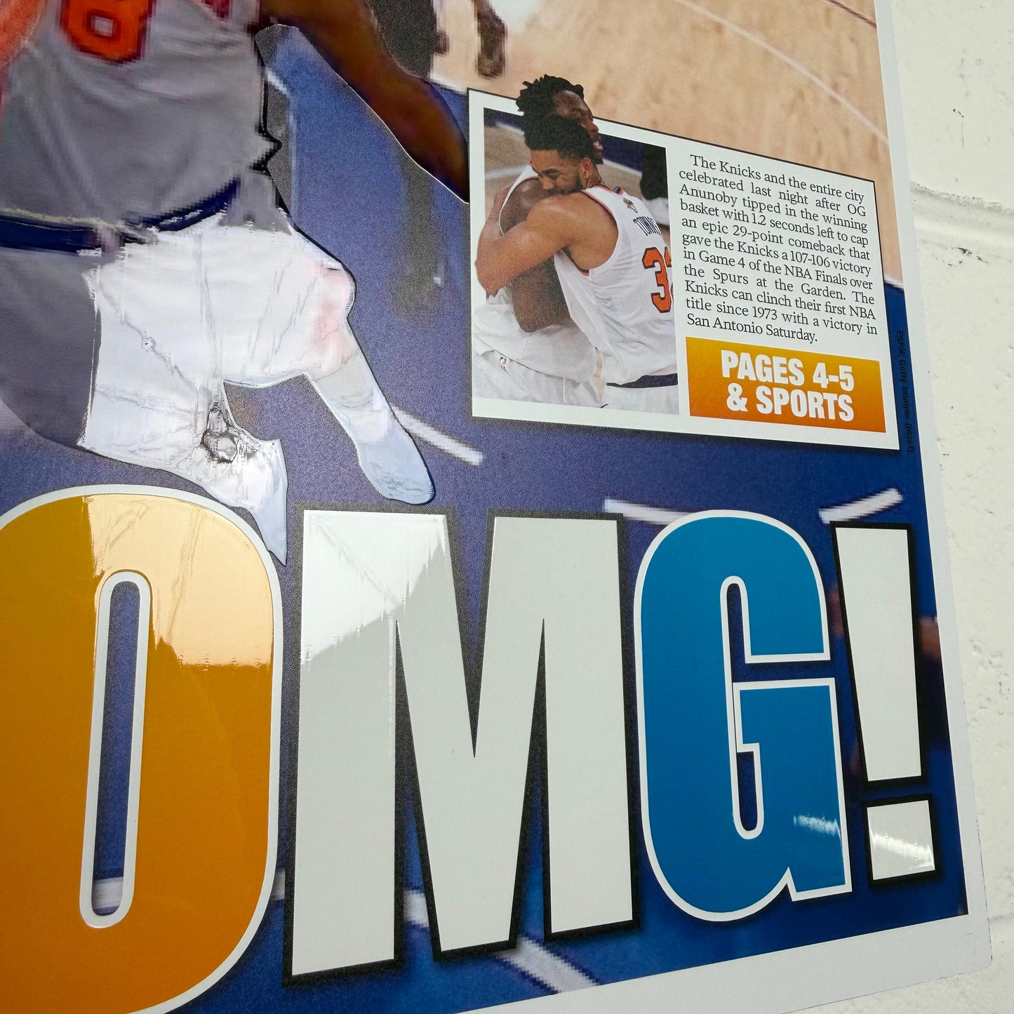 2026 Knicks “OMG!” Metal 3D Newspaper Historic NBA Finals Game 4 Comeback Vs Spurs