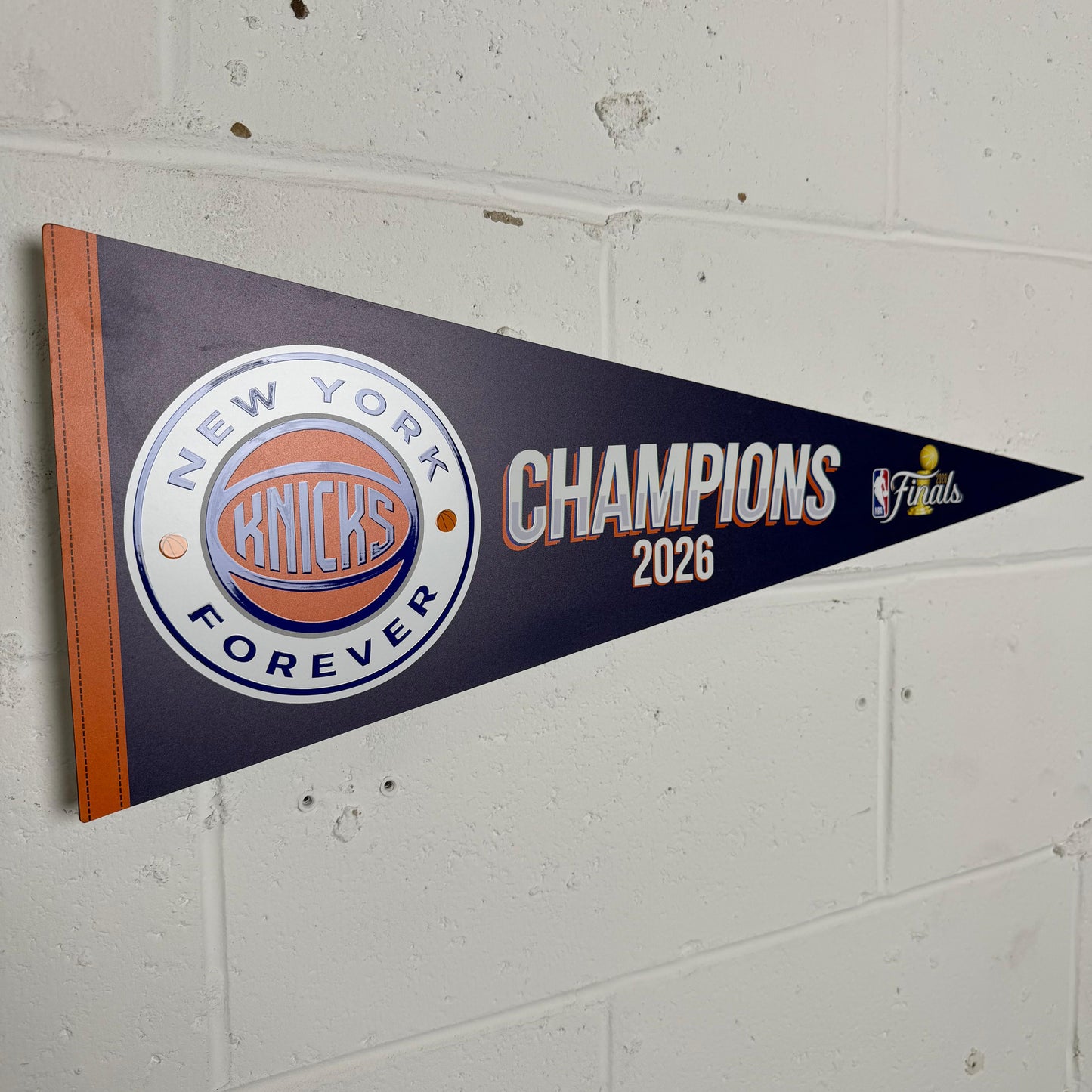2026 New York Knicks "CHAMPIONSHIP PENNANT" Metal Pennant NBA 2026 Finals Edition