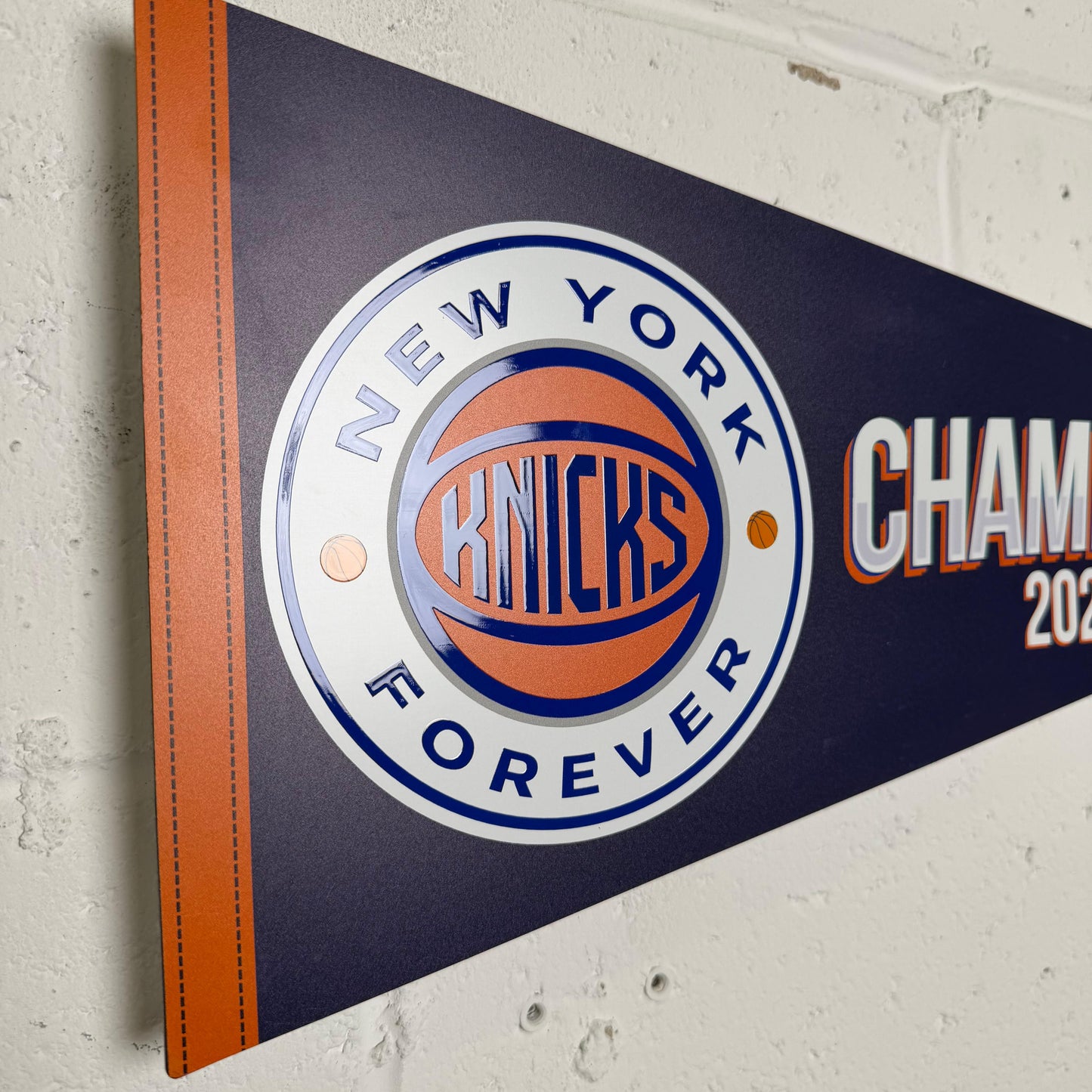 2026 New York Knicks "CHAMPIONSHIP PENNANT" Metal Pennant NBA 2026 Finals Edition