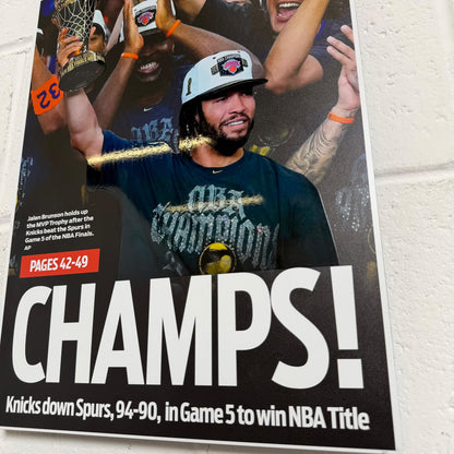 2026 NY Knicks "CHAMPS!" Metal 3D Newspaper NBA Finals Championship Vs Spurs Game 5