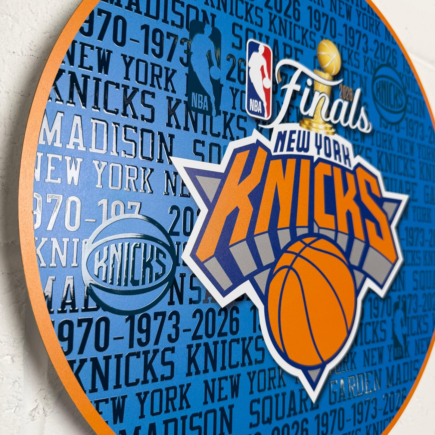 2026 New York Knicks "CHAMPIONS" Metal Circular Panel NBA 2026 Finals Edition Vs Spurs