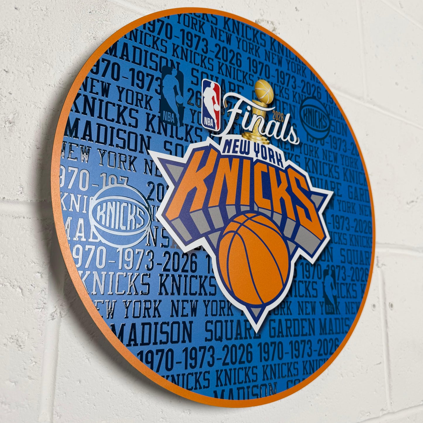 2026 New York Knicks "CHAMPIONS" Metal Circular Panel NBA 2026 Finals Edition Vs Spurs