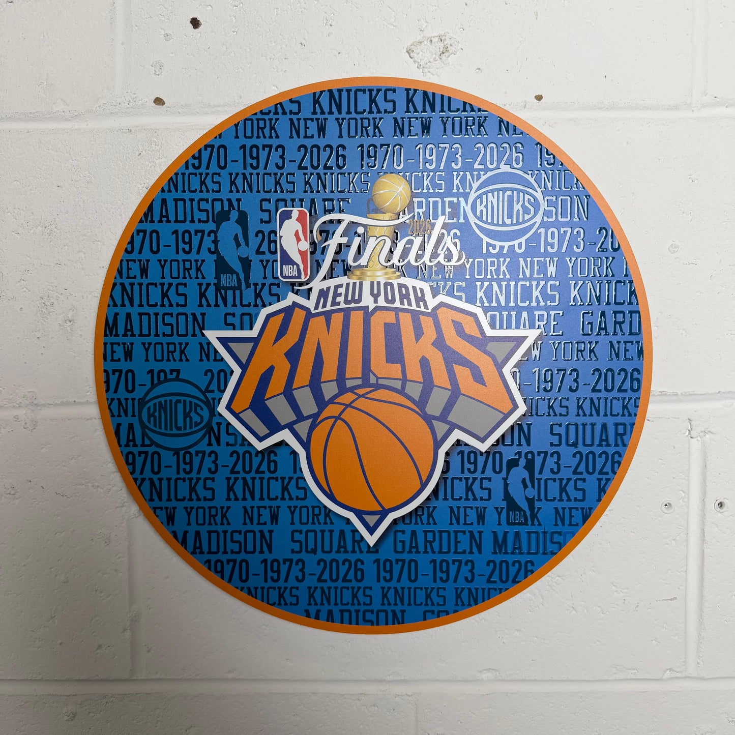 2026 New York Knicks "CHAMPIONS" Metal Circular Panel NBA 2026 Finals Edition Vs Spurs