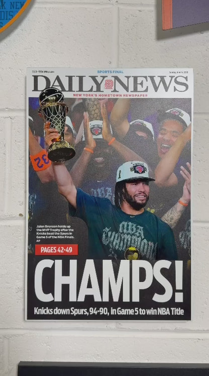 2026 NY Knicks "CHAMPS!" Metal 3D Newspaper NBA Finals Championship Vs Spurs Game 5