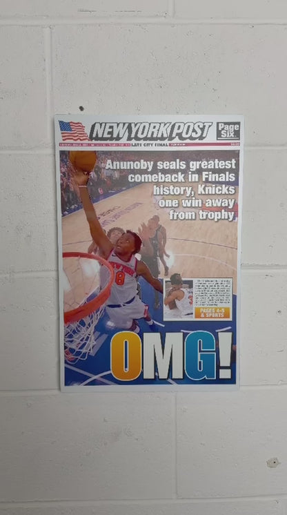 2026 Knicks “OMG!” Metal 3D Newspaper Historic NBA Finals Game 4 Comeback Vs Spurs